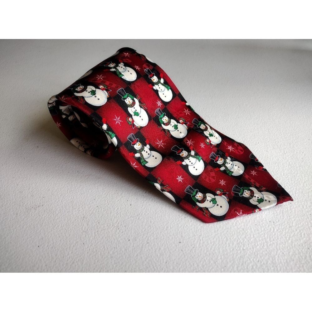 Yule Tie Greetings Snowman Plaid Christmas‎ Necktie Hallmark